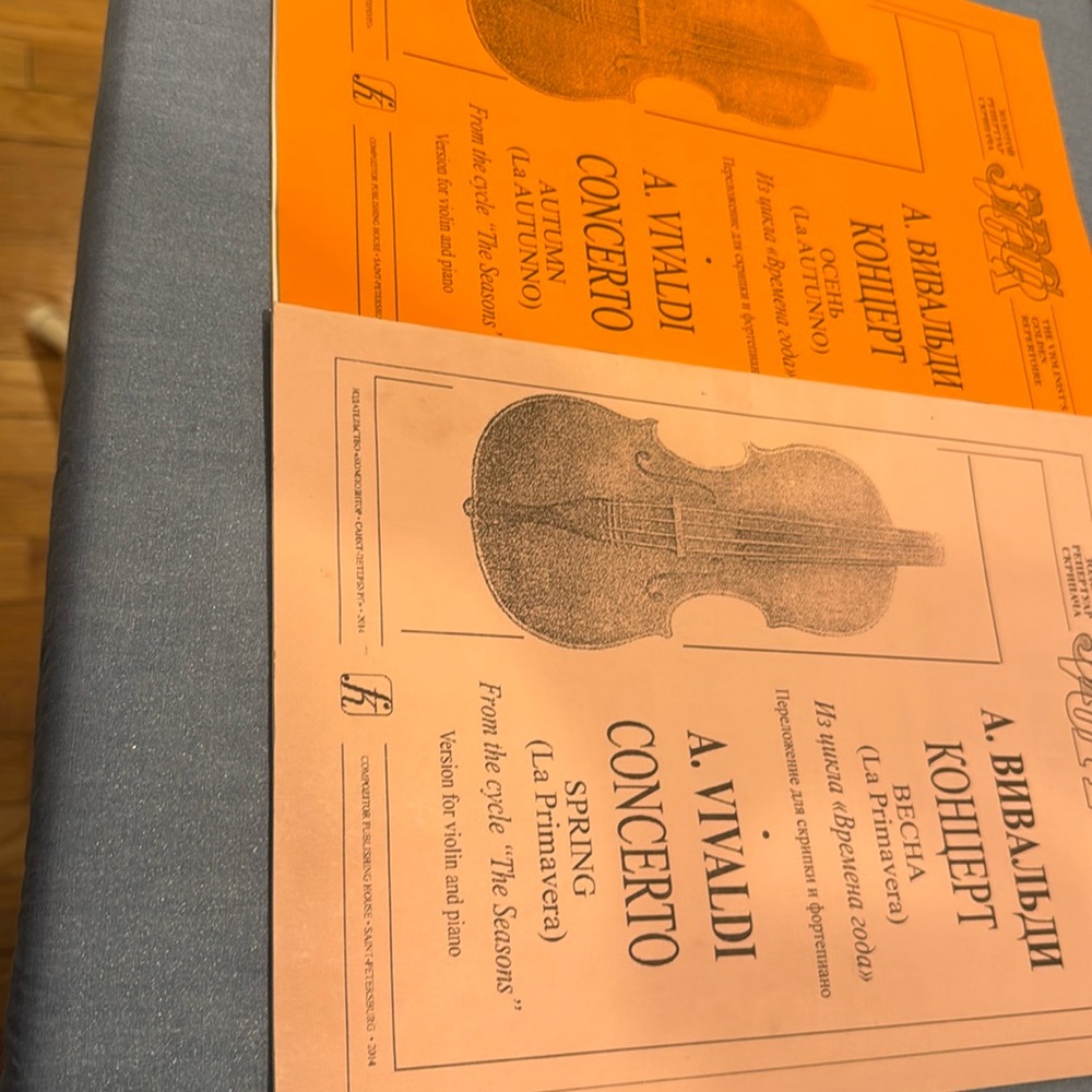 Music 2 books Vivaldi Autumn and Spring for violin and piano